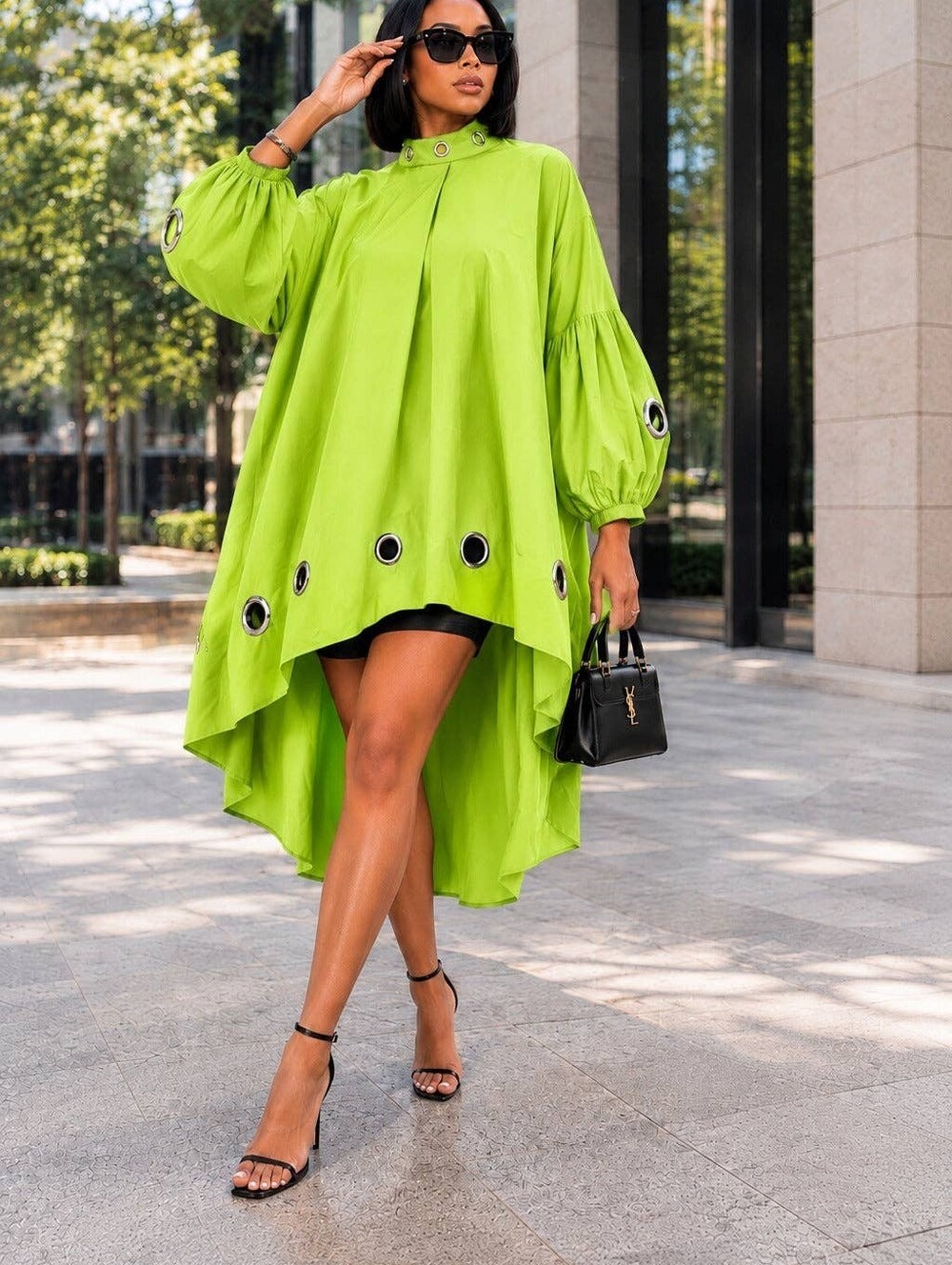 Lime Green High-Low Tunic Dress - Women